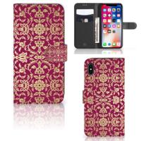 Wallet Case Apple iPhone Xs Max Barok Pink - thumbnail