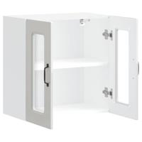 Keukenbovenkast met glazen deur Kalmar bewerkt hout hoogglanswit - thumbnail