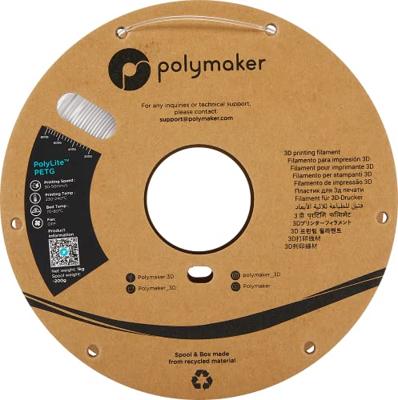 Polymaker PB01011 PolyLite Filament PETG Hittebestendig, Hoge treksterkte 1.75 mm 1000 g Transparant 1 stuk(s) Polymaker PB01011 PolyLite Filament PETG Hittebestendig, Hoge treksterkte 1.75 mm 1000 g Transparant 1 stuk(s)