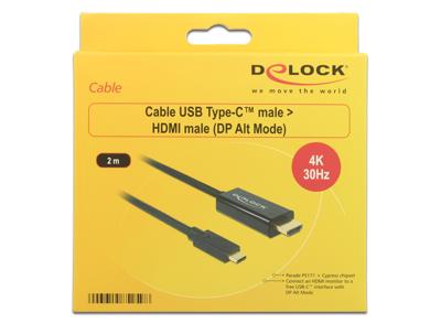 DeLOCK USB-C (male) > HDMI (male) (DP Alt Mode) kabel DeLOCK USB-C (male) > HDMI (male) (DP Alt Mode) kabel