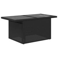 7-delige Loungeset met kussens poly rattan zwart - thumbnail