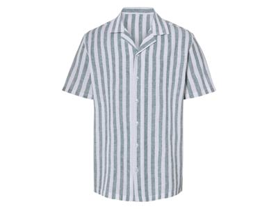 LIVERGY Heren overhemd (Groen/wit, S)