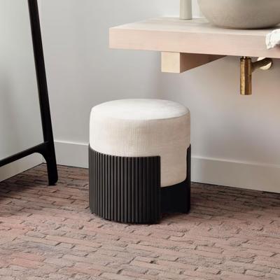 Ethnicraft Poef 'Roller Max' 45cm, Mahoniehout en stof