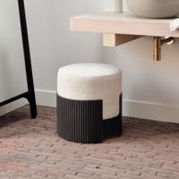 Ethnicraft Poef 'Roller Max' 45cm, Mahoniehout en stof - thumbnail