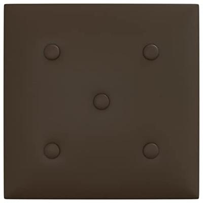 VidaXL Wandpanelen 12 st 1,08 m² 30x30 cm kunstleer bruin - thumbnail