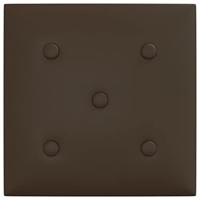 VidaXL Wandpanelen 12 st 1,08 m² 30x30 cm kunstleer bruin - thumbnail