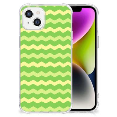 iPhone 14 Doorzichtige Silicone Hoesje Waves Green iPhone 14 Doorzichtige Silicone Hoesje Waves Green
