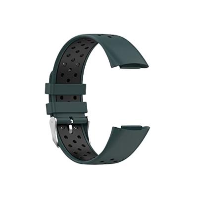 FitBit Charge 5 & 6 Sportbandje met gesp - Groen / zwart - Tweekleurig - Maat: L FitBit Charge 5 & 6 Sportbandje met gesp - Groen / zwart - Tweekleurig - Maat: L