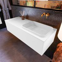 Badkamermeubelset Mondiaz Erin 120 cm met 1 Lade met RIDGE Wastafel Rechts Talc Zonder Kraangaten Greeploos Mat Talc - thumbnail