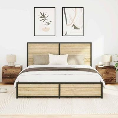 Nachtkastje met lade 2 pcs Oudhout 50 x 39 x 41 cm Bewerkt hout