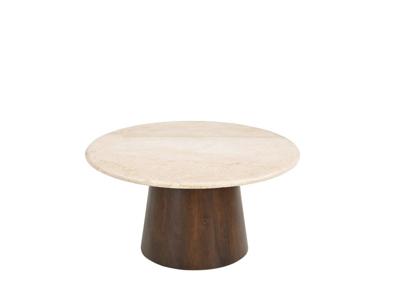Sohome Ronde Salontafel 'Margred' Marmer en mangohout, 75cm