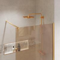 BWS Inloopdouche Pro Line Brons Glas 200 cm 8 mm Nano Coating Goud Profiel en Stang - Inloopdouche Pro Line Brons Glas 30x200 8 mm Nano Coating Goud - thumbnail