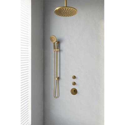 Brauer Gold Edition Thermostatische Regendoucheset Inbouw - Hoofddouche 30 cm - Handdouche 3 Standen - Doucheslang - Geintegreerde Glijstang - Geborsteld Goud