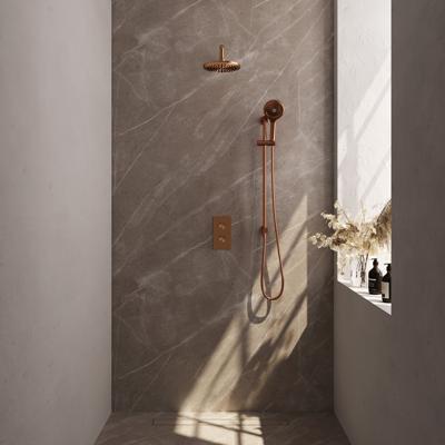 Brauer Copper Edition Thermostatische Regendoucheset Inbouw - Hoofddouche 20 cm - Gebogen Wandarm - 3 Weg - Handdouche 3 Standen - Doucheslang - Geintegreerde Glijstang
