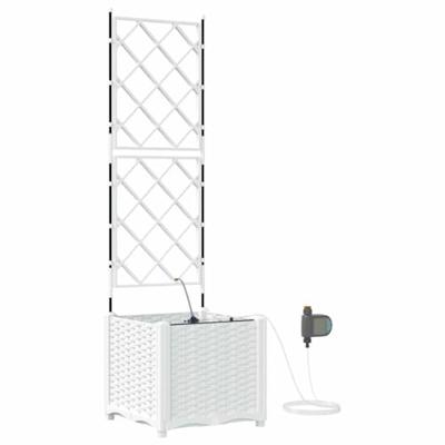 VidaXL Tuin bloempot wit 40 x 40 x 142 cm staal