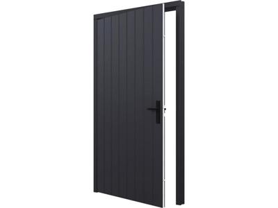 Trendhout Plaatdeur enkel XL - linksdraaiend - 120x211,5 cm + kozijn 133,4x218,9 cm - zwart (incl. hang en sluitwerk)- - Hout- Trendhout