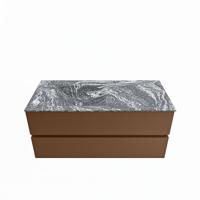 MONDIAZ VICA-DLUX 110cm badmeubel onderkast Rust 2 lades. Inbouw wastafel CLOUD links zonder kraangat, kleur Lava. - thumbnail