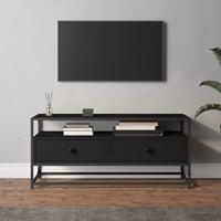 Tv-meubel 100x35x45 cm bewerkt hout zwart - thumbnail