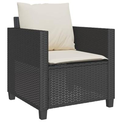 3-delige Bistroset met kussens poly rattan zwart 3-delige Bistroset met kussens poly rattan zwart