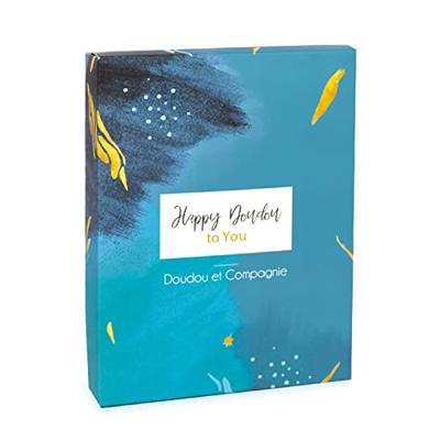 Happy knuffel plat 17cm - DOUDOU ET COMPAGNIE blauw