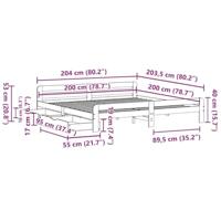 Bedframe zonder matras massief grenenhout wit 200x200 cm - thumbnail