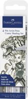 Faber Castell FC-267195 Tekenstift Faber-Castell Pitt Artist Pen Comic 4-delige Etui - thumbnail
