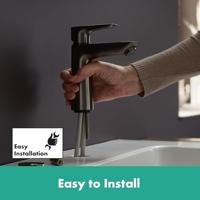 Wastafelmengkraan Talis E 110 HansGrohe Eengreeps met Trekwaste Geborsteld Zwart Chroom - thumbnail