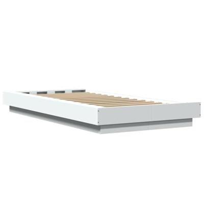 Bedframe met LED-verlichting bewerkt hout wit 75x190 cm