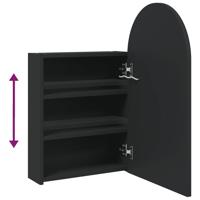 Badkamerkast met spiegel en LED gebogen 42x13x70 cm zwart - thumbnail