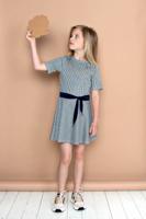 NoNo Meisjes jurk - Mey - Marine blauw - thumbnail