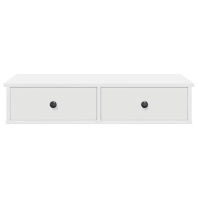 Wandschap met lades 80x31x17 cm bewerkt hout wit