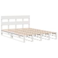 Bedframe zonder matras massief grenenhout wit 140x190 cm - thumbnail