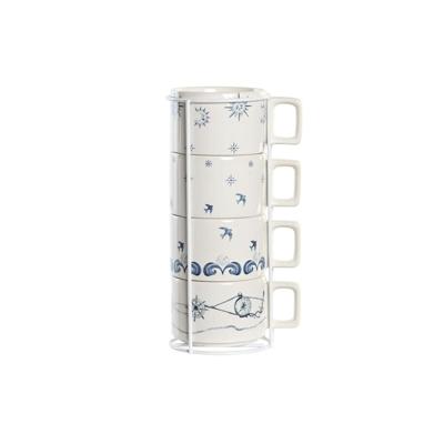 Set van koffiekopjes DKD Home Decor Blauw Wit Metaal Dolomite 260 ml Set van koffiekopjes DKD Home Decor Blauw Wit Metaal Dolomite 260 ml