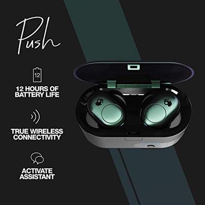 Skullcandy Push True Draadloze bluetooth-hoofdtelefoon met 12 uur batterijduur, veiligheidspads