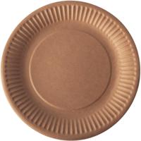 Bord "pure", rond, bruin, diameter 19 cm, uit karton, pak van 20 stuks - thumbnail