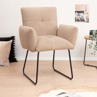 Tower Living Eetkamerstoel 'Dante' Teddy, kleur Lichtbruin - thumbnail