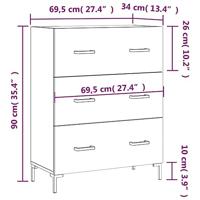 Dressoir 69,5x34x90 cm bewerkt hout wit - thumbnail