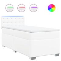 Boxspring met matras kunstleer wit 100x200 cm - thumbnail