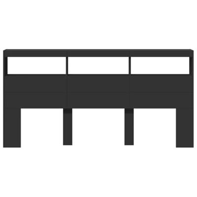 Hoofdbordkast met LED-verlichting 200x17x102 cm zwart