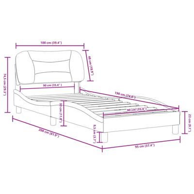 Bedframe zonder matras 100x200 cm stof lichtgrijs