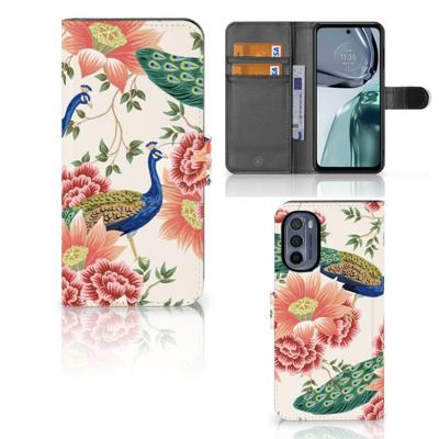 Telefoonhoesje | Met pasjeshouder | voor Motorola Moto G62 5G Pink Peacock Telefoonhoesje | Met pasjeshouder | voor Motorola Moto G62 5G Pink Peacock