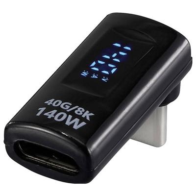 Renkforce USB 4 Adapter [1x USB-C stekker - 1x USB-C bus] USB4® L-Type Male to Female Charging Adapter, 8K, 140W, 40 Gpbs LED-display laden