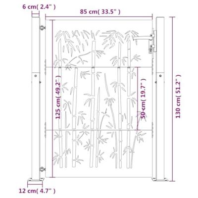 VidaXL Poort 100x125 cm bamboe-ontwerp cortenstaal VidaXL Poort 100x125 cm bamboe-ontwerp cortenstaal