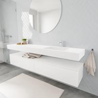 Zaro ALAN vrijhangende wastafel 200cm met wasbak Enkel rechts en onderkast in kleur Wit mat 2 lade(s) - thumbnail