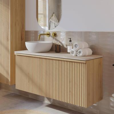 Ben Linea voorgemonteerd badmeubel met solid surface waskom links 120cm eiken naturel/beige beton