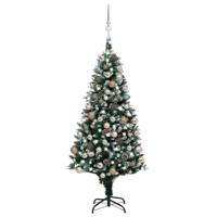 VidaXL Kunstkerstboom met led en kerstballen en dennenappels 180 cm - thumbnail