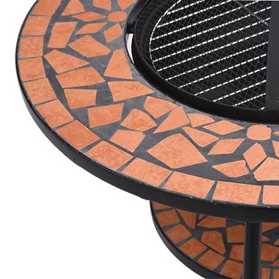 Vuurtafel mozaïek 68 cm keramiek terracottakleurig