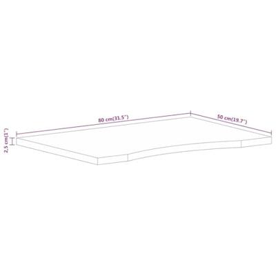 Bureaublad met ronding 80x50x2,5 cm massief ruw mangohout Bureaublad met ronding 80x50x2,5 cm massief ruw mangohout