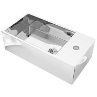VidaXL Wastafel met overloop 49x25x15 cm keramiek zilverkleurig - thumbnail