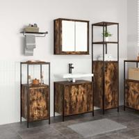 Badkamermeubelset 3 pcs Gerookt Eiken en Zwart Bewerkt hout - thumbnail